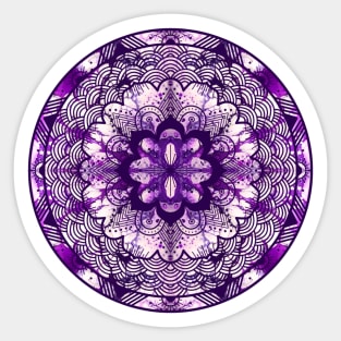 Silver/Purple Paint Pour Mandala Sticker